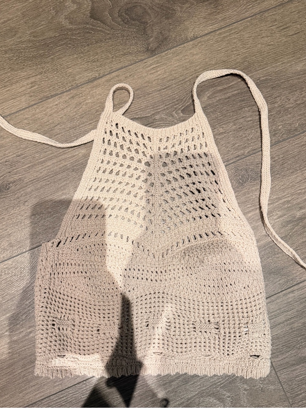 Zara Crochet Halter Crop Top in Beige